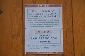 La Basílica de Telde, cerrada al culto para trabajos de fumigación y desinsectación/TA.